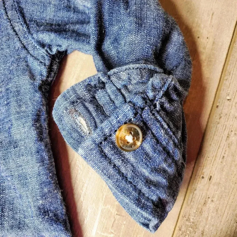 Chambray Blue Denim Baby Boy Button Down Shirt Bundle Size 6m NWOT